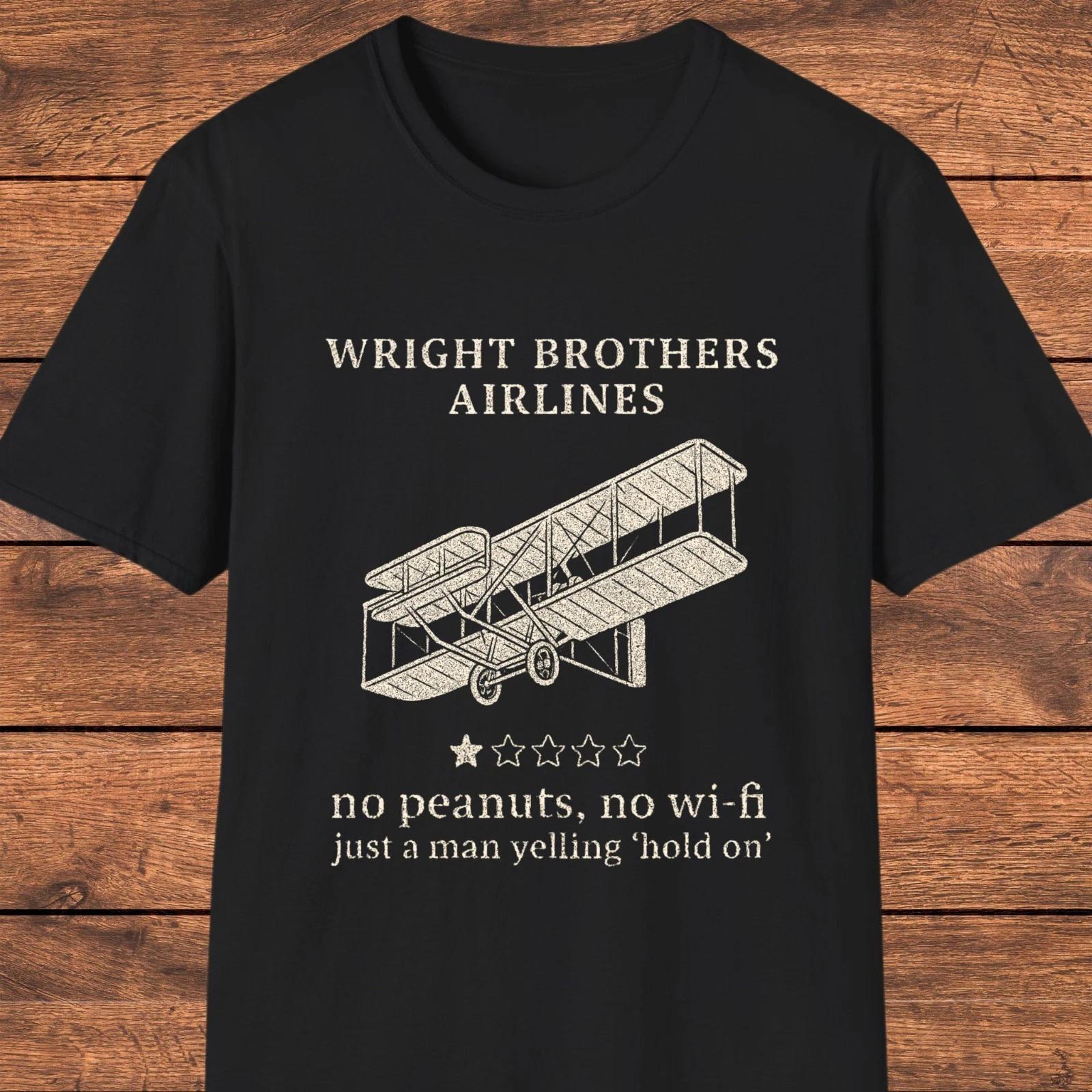 Wright Brothers Airlines Funny Review T- Shirt, Aviation Vintage Graphic XL