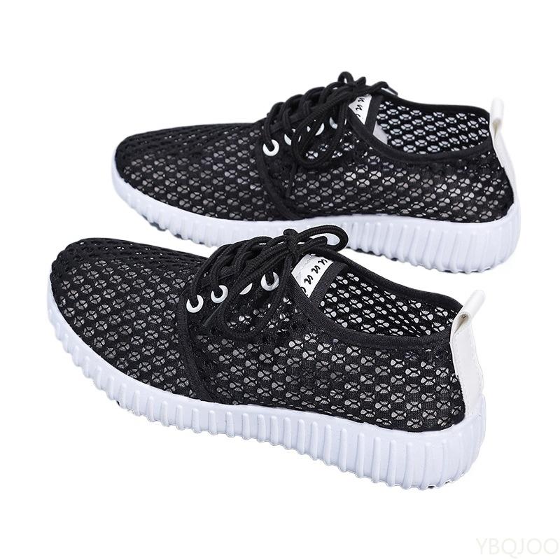 Lightweight versatile Running Footwear Lace-up Sneakers Breathable Mesh Shoes Ladies Summer Hollow Out Sports Casual Shoes