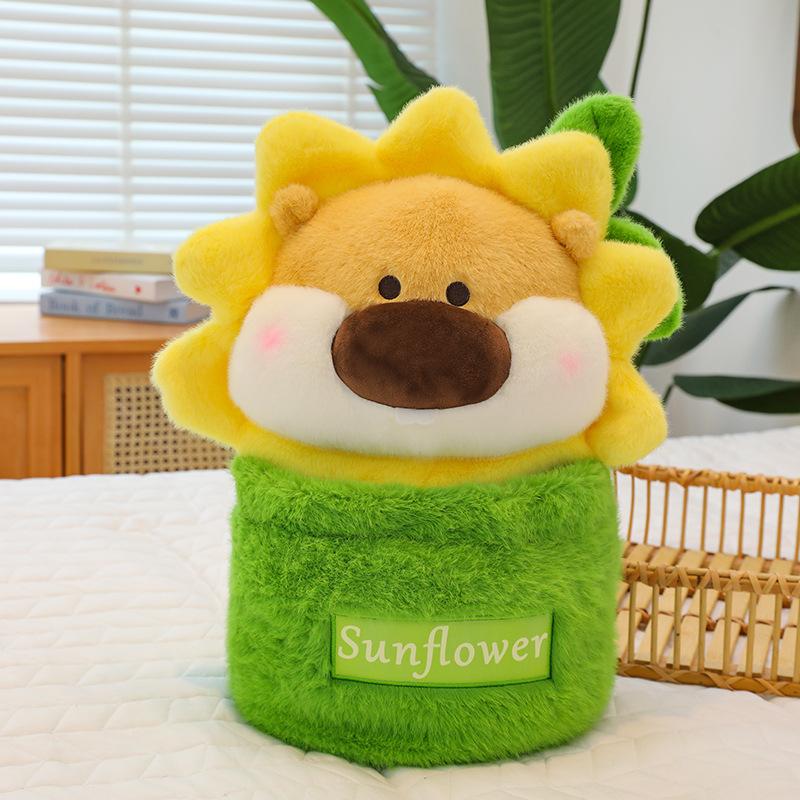 Creative Sun Flower Lion Plush Toy Children Comfort Doll Bottle Lion Home Healing Pillow
