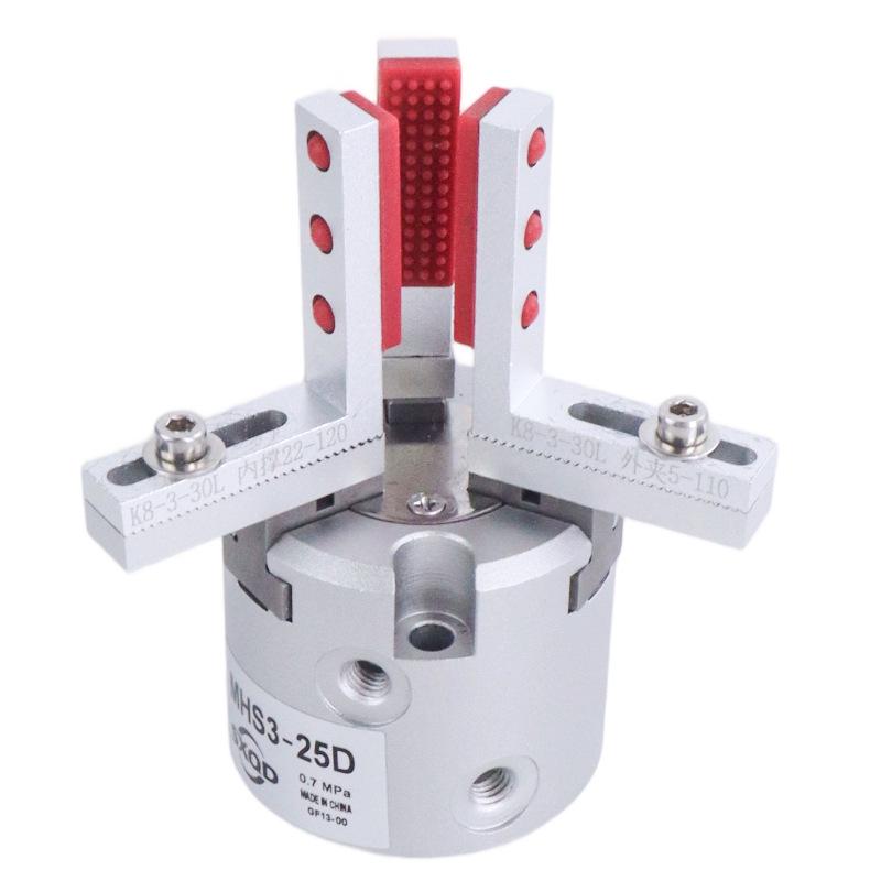Adjustable Aluminum Alloy Cylinder, MHS3/MHS4 Series, with Three/Four-Jaw Finger and Multi-Port Adjustment, High Hardness.