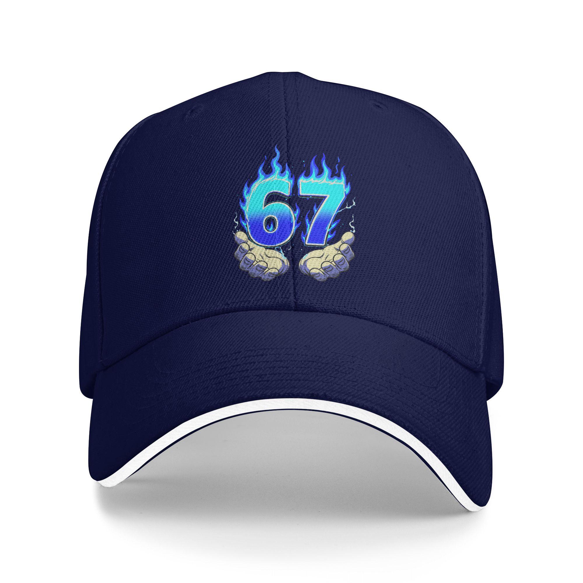 

6 7 Meme Six Seven 67 Hands Meme Funny Sun Baseball Cap Spring Unisex Men Hip Hop Hats Breathable Running Hippie Snapback Cap One Size темно-синього кольору