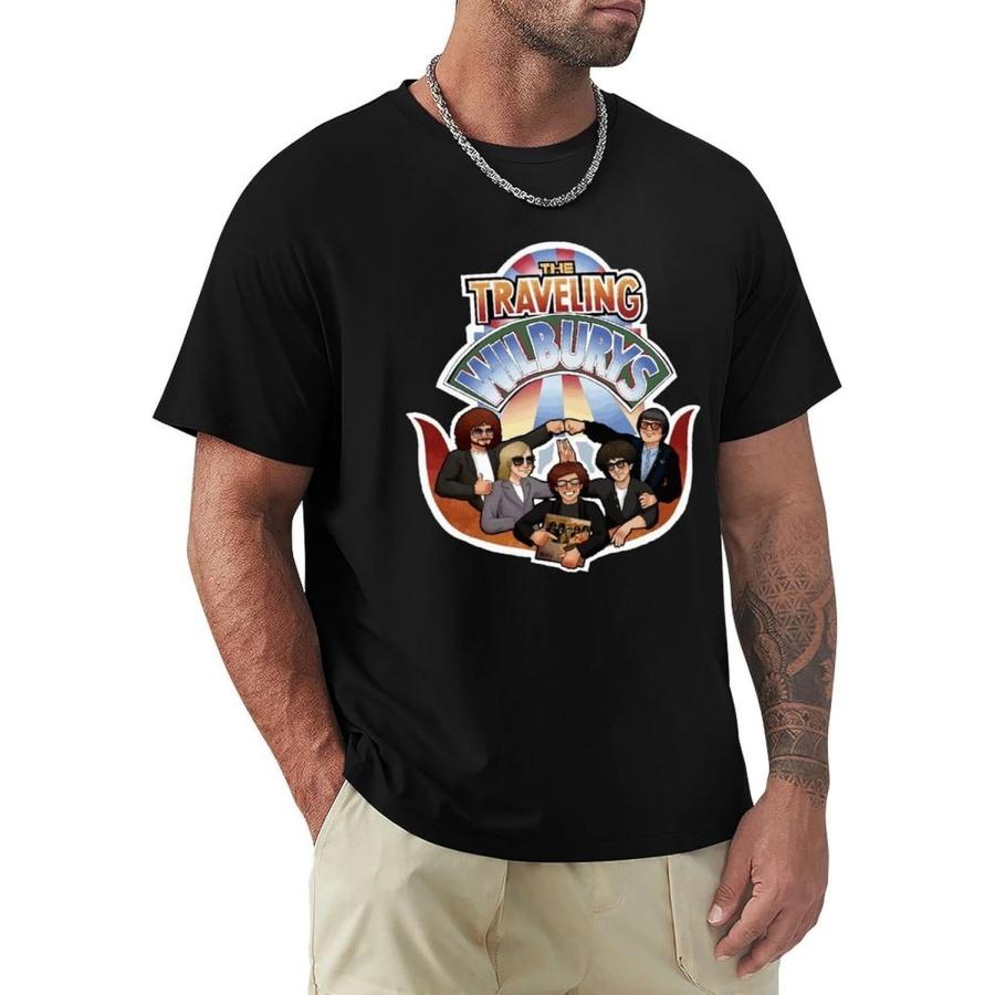 laeptyuami Men s T-Shirts Cotton The Traveling Wilburys Casual Crewneck Shirts Short Sleeve Tees S