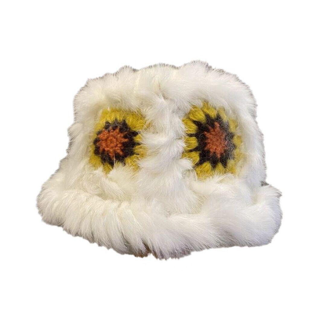 Rabbit Fur Lion Hat National Fashion Wool Hat Women's Winter Cute Plush Fisherman Hat  Plush Knitted Hat Tiger Head Hat Trendy