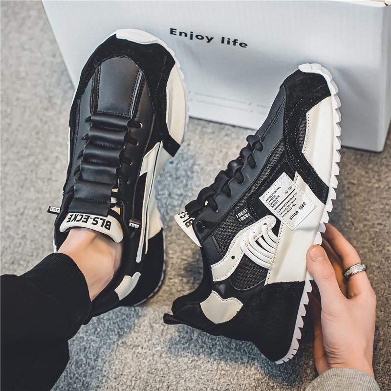 Fashion Spring Luxury Sneakers Platform Fashion Sports Casual Shoes Green Leather Sneakers Men Shoes Thick Sole Non-slip Running Shoes