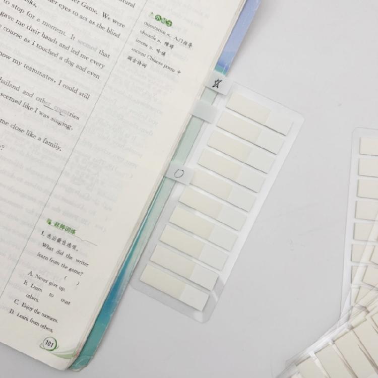120Pieces White Clear Adhesive PET Label Writable Page Marker Bookmarks Repositionable File Label for School Office