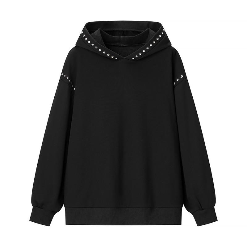 Womens Oversized Hooded Sweatshirt With Studs