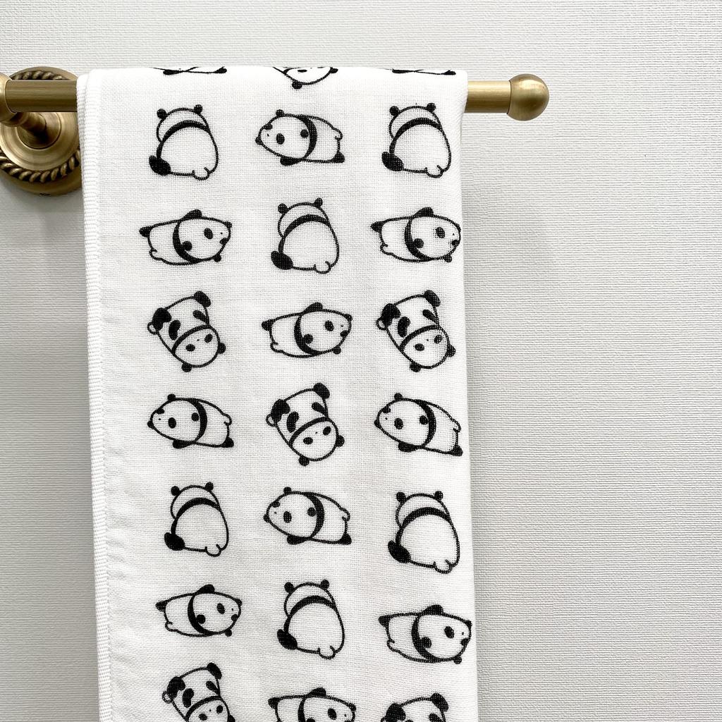 Imabari Towel Single-Sided Gauze Face Towel 34 x 80cm Scattered Panda Monochrome Made in Japan Imabari Camping Yoga Gym Bath Spa Cute Towel for