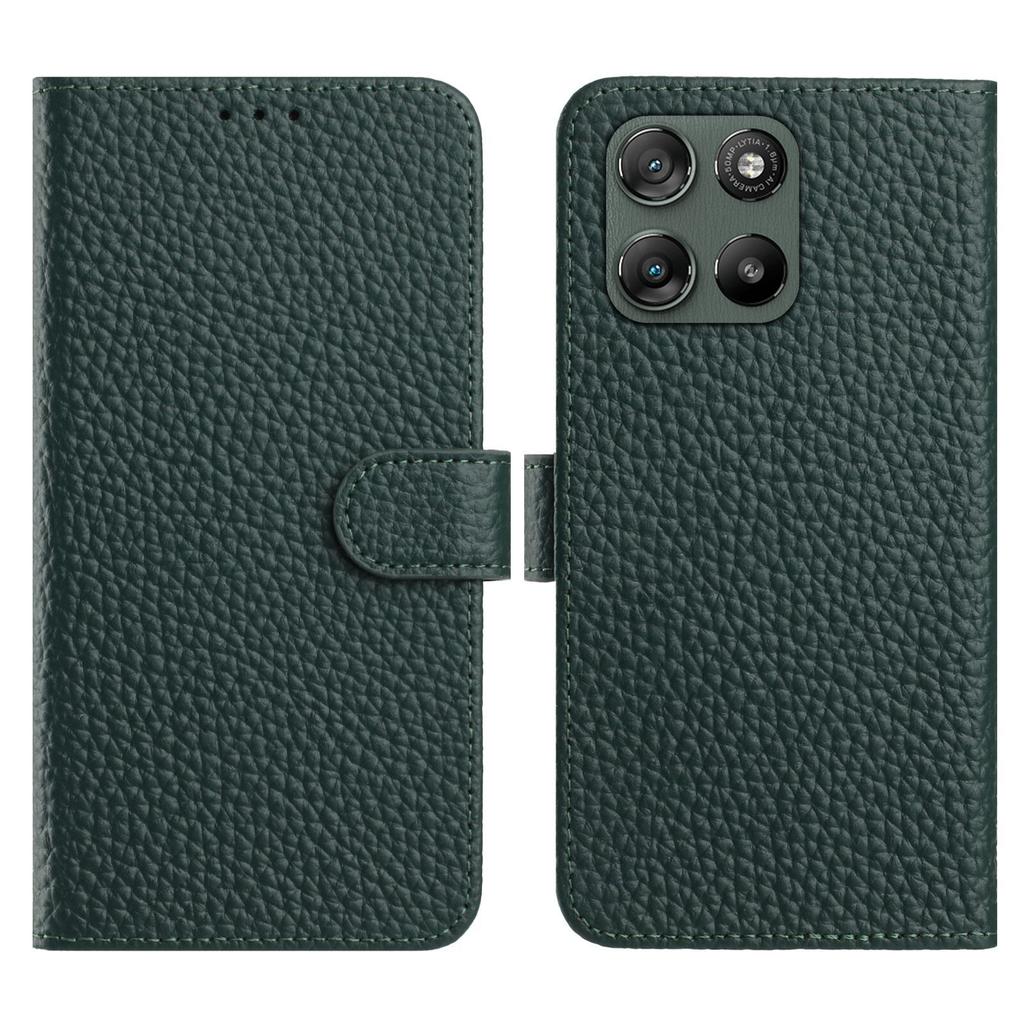For Motorola Moto G67 Power 5G Case Wallet Stand Litchi Texture Genuine Cow Leather Flip Phone Cover