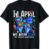 In April We Wear Blue Autism Awareness Puzzle Bow T-shirt
