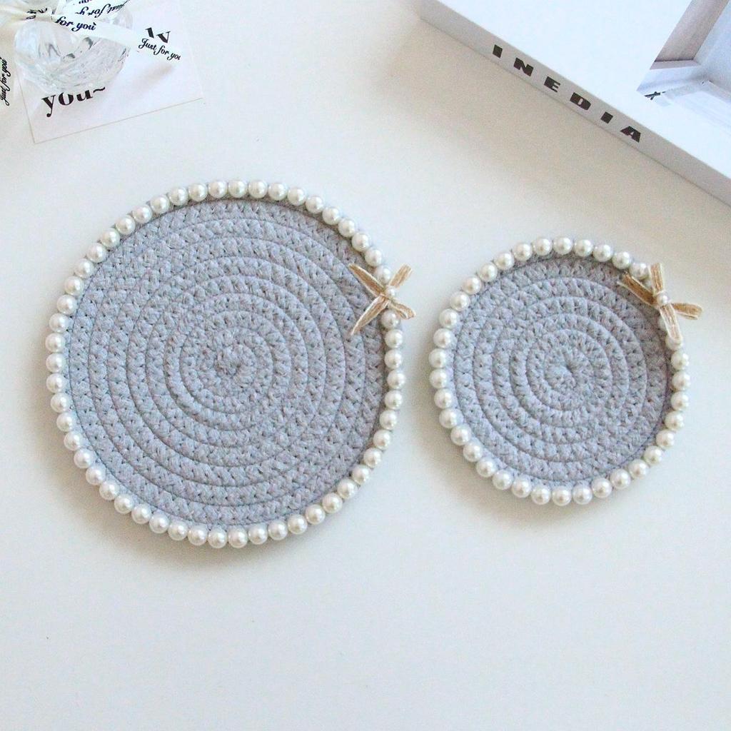 12cm*12cm Cotton Rope Heat Resistant Woven Coasters Handmade Multiple Colors Creative Coffee Cup Pad Chic Accessories