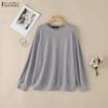 ZANZEA Women Muslim Casual Round Neck Loose Long Sleeve Blouse