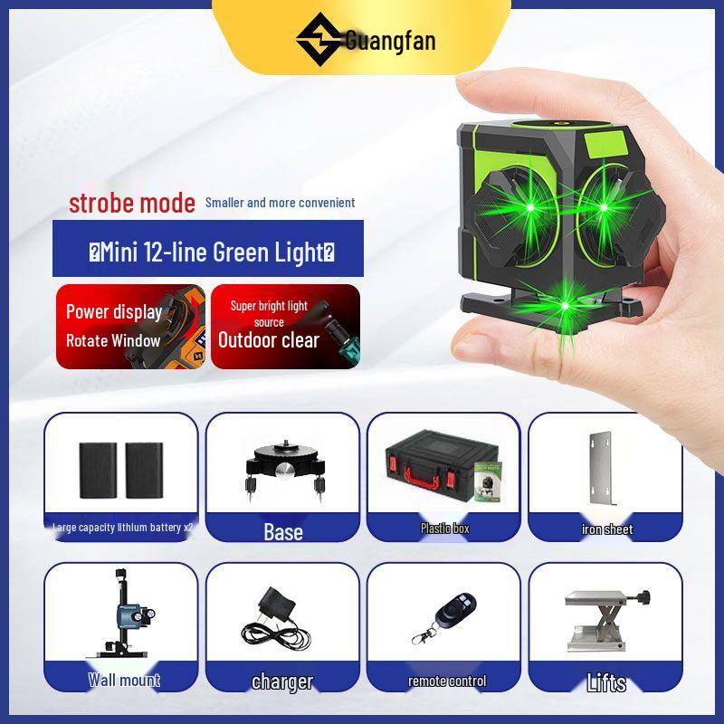 Mini High Precision Laser Level with 12 Red Light Lines and Automatic Wall Alignment