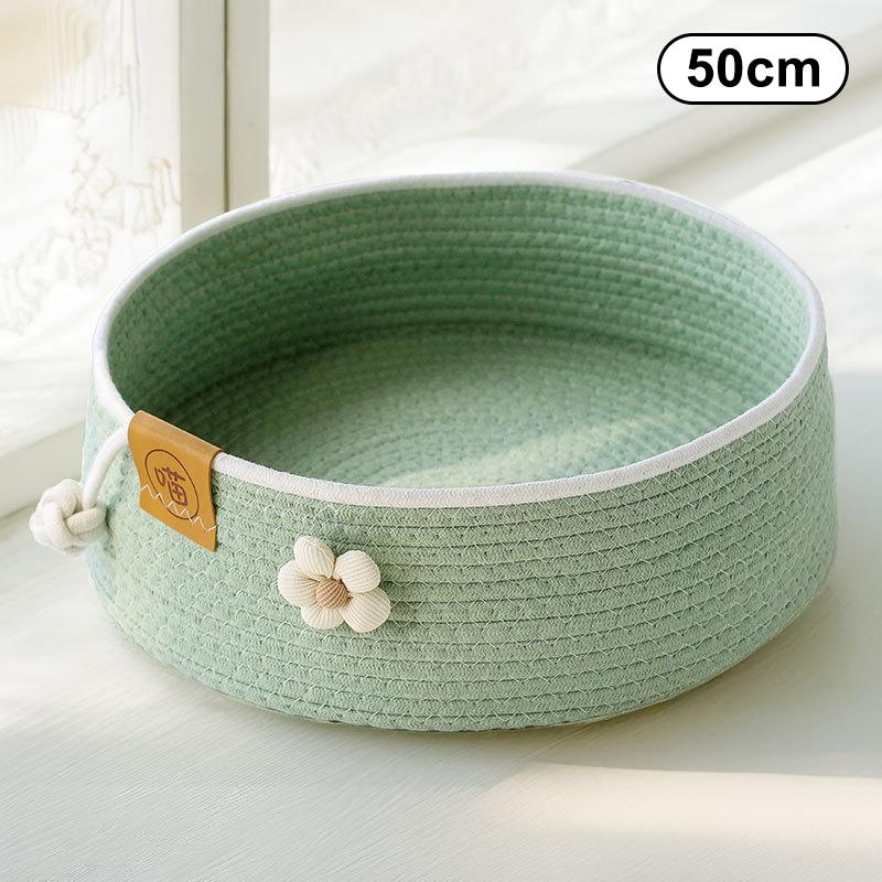 Pet Cat Bed Hand Woven Cotton Rope Cat Beds Cat Scratcher Bed All Seasons Breathable Kitten Nest Cat Sleeping Bed Pet Supplies