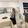 Loose Plush Jacket Women's Imitation Fur Coat Thickened Hooded Long Cotton Autumn and Winter Large Size Black