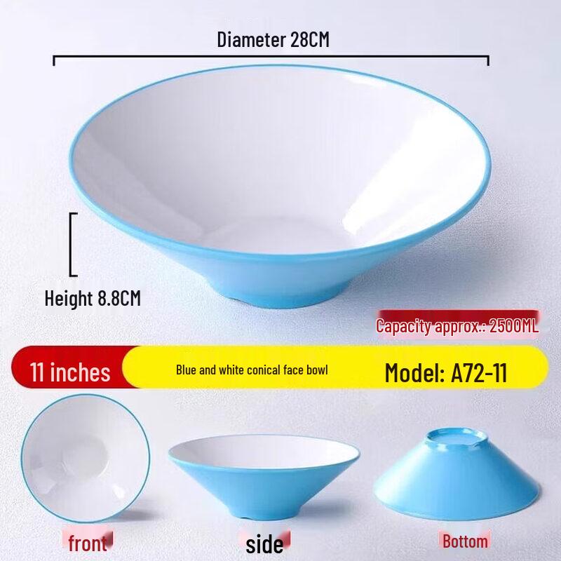 Commercial Melamine Durable Noodle & Rice Bowls - 10 Pack