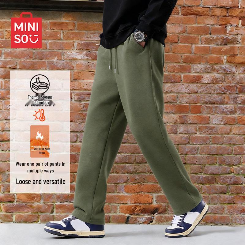 MINISO Men s 2026 Winter Fleece-Lined Straight-Leg Casual Pants M