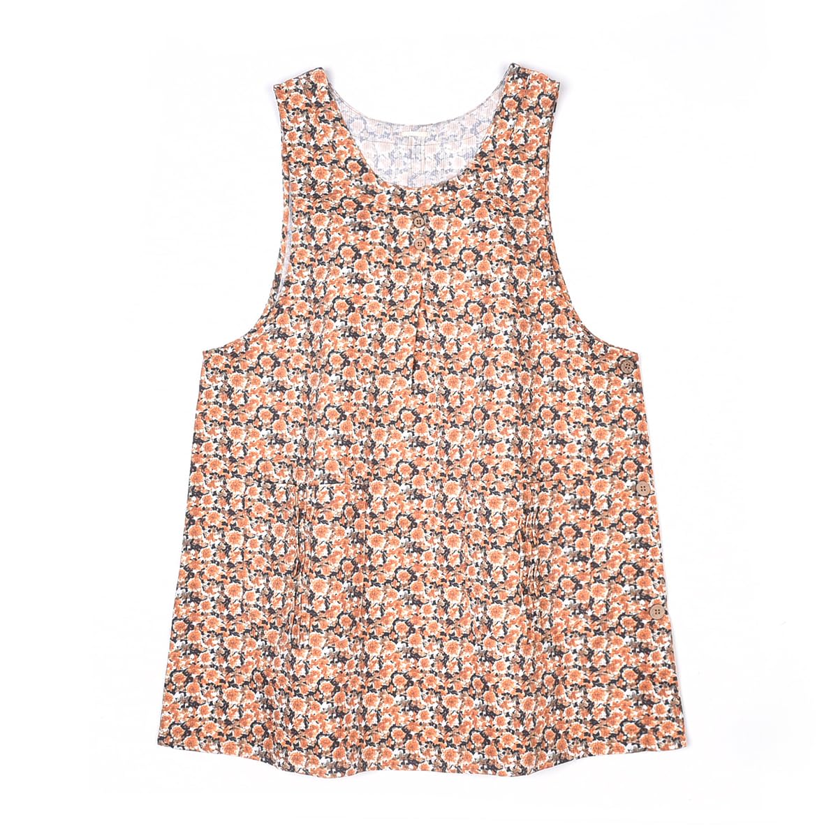 

Floral Print Side Button [Kusuguru Japan] Apron, Apron, 236561, Orange, M-L оранжевый