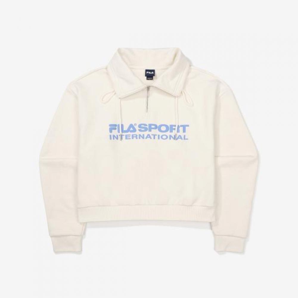 Fila Big Logo Cotton Blend High Neck Sweatshirt SAND/100