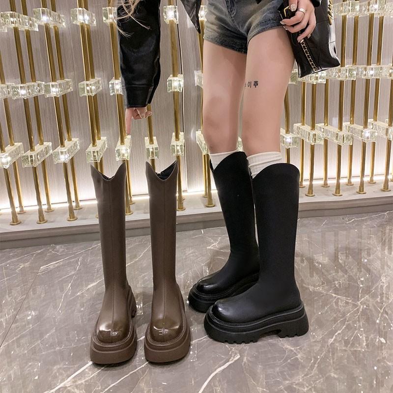 Brown boots women's long boots thick-soled Martin boots women's 2025 new spring and autumn popular high knight boots long boots