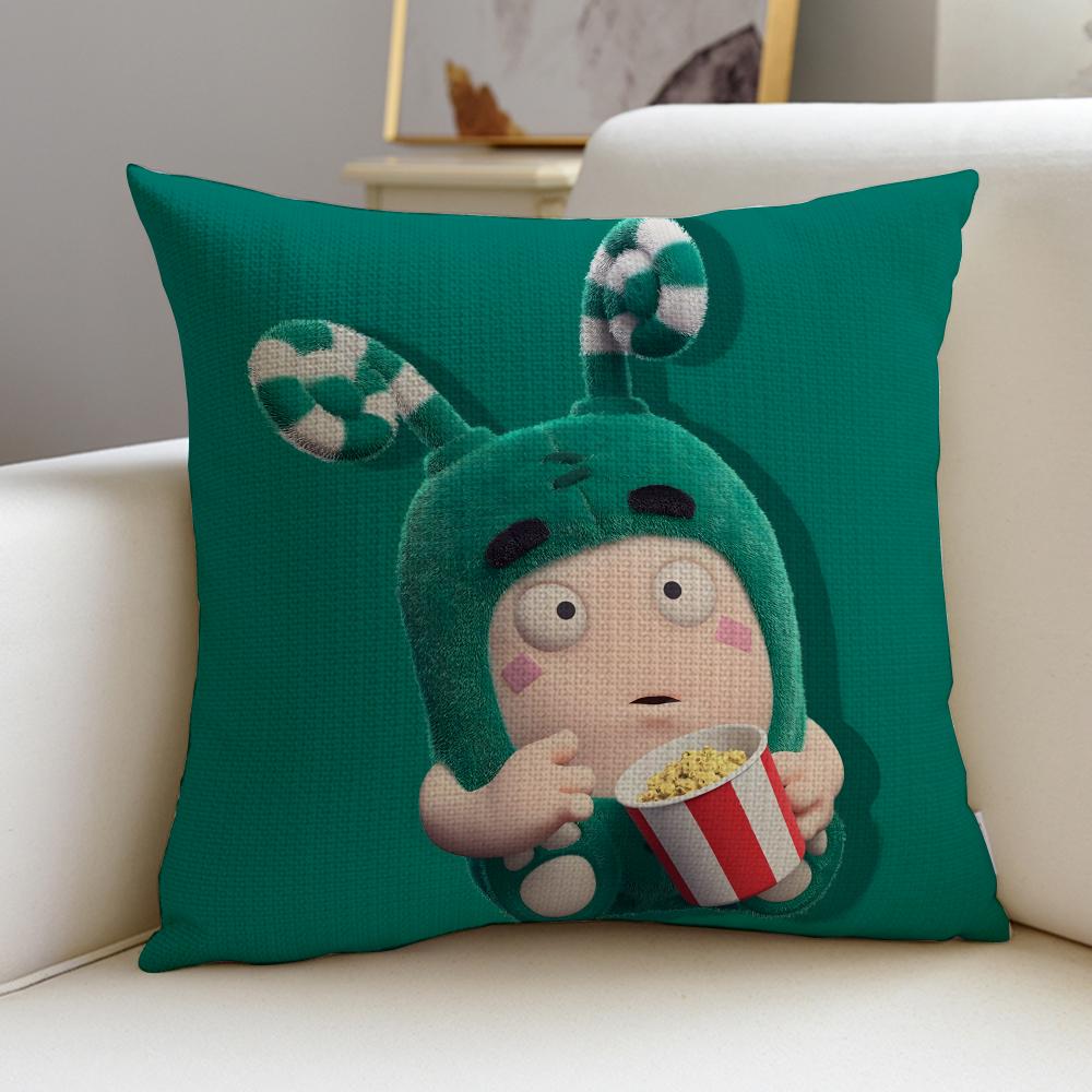 Fun CCartoon OddbodsS Cushion Cover Breathable and skinfriendly linen pillowcase square removable and washable cushion