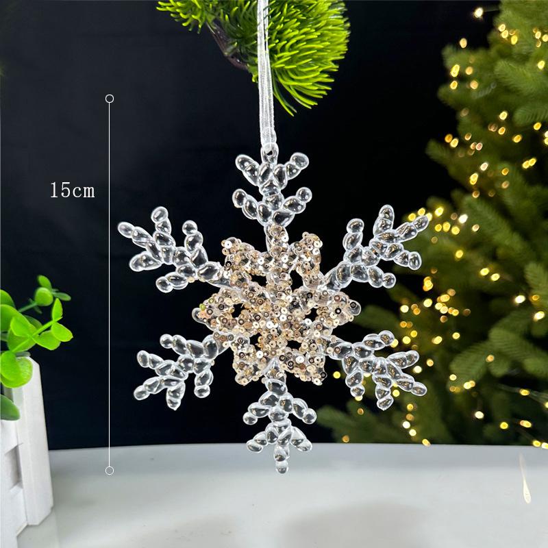 Christmas Decorations Sequined Acrylic Pendants Transparent Snowflake Pendants Christmas Tree Decorations Props