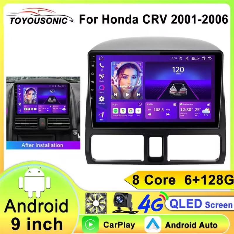 Radio auto Android 2Din pentru Honda CRV 2001-2006 CR-V 2 Player video multimedia Navigație Carplay Unitate principală stereo 9"Autoradio