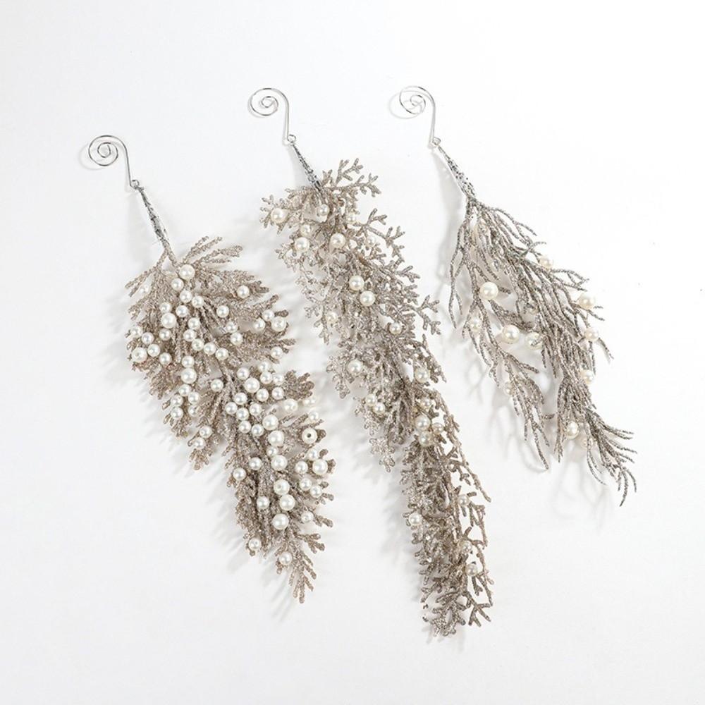 Handmade Glitter Branches Christmas Tree Pendant DIY Realistic Christmas Cypress Leaf Christmas Ornament New Year Decor