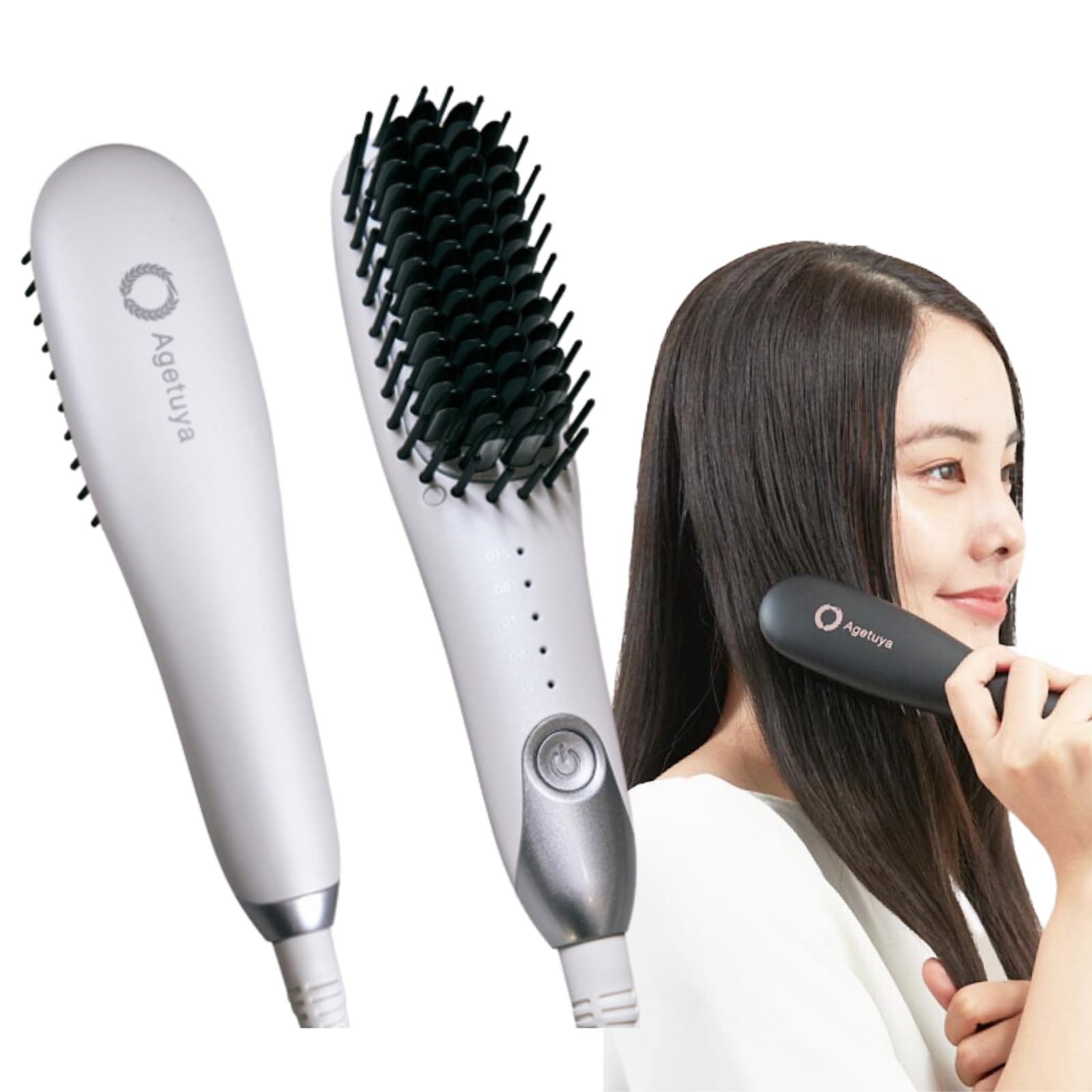 

Agetuya Agetsuya Heat Brush Portable Mini Brush Iron, White | International Compatible, Lightweight, Damage-Free, Professional Grade, 210°C