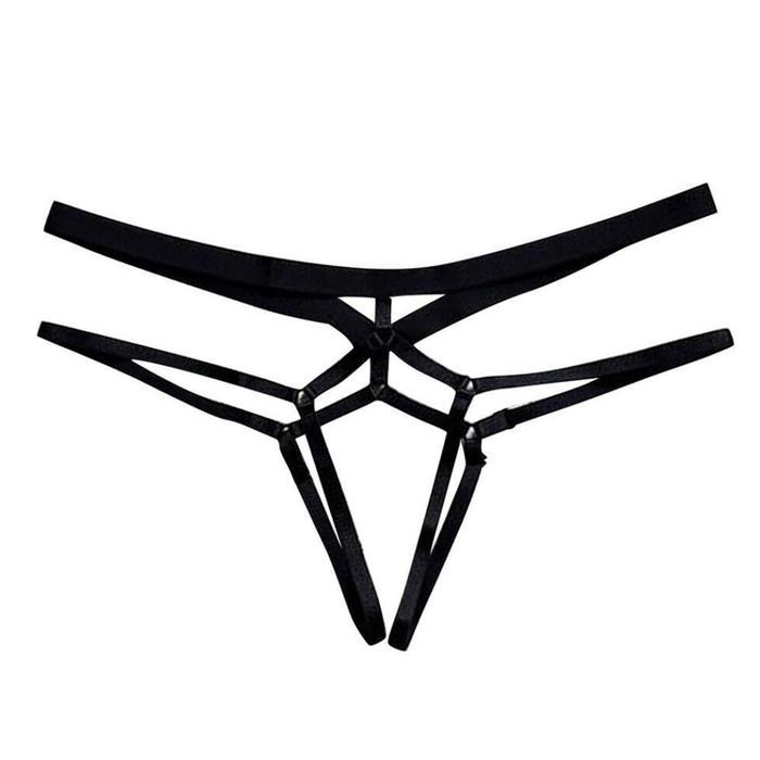 Women Sexy Solid Color Bandage Open Crotch Underwear Panties Thong Erotic Charming G-thong
