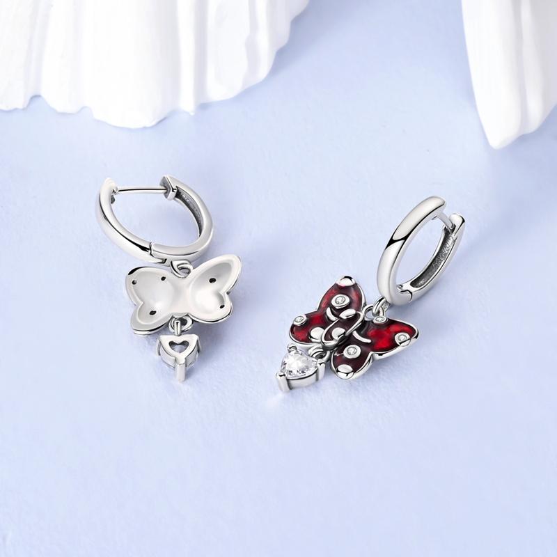 Sparkling Woman Hoop Earring 925 Silver CZ Zircon Firefly Butterfly Clover Ear Stud Earrings Jewelry Anniversary Gift