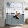 Beach Starfish Shower Curtain: Waterproof Fabric Decorative for Bathroom with Printed Blue Water Wave White Tub Caddy included (
