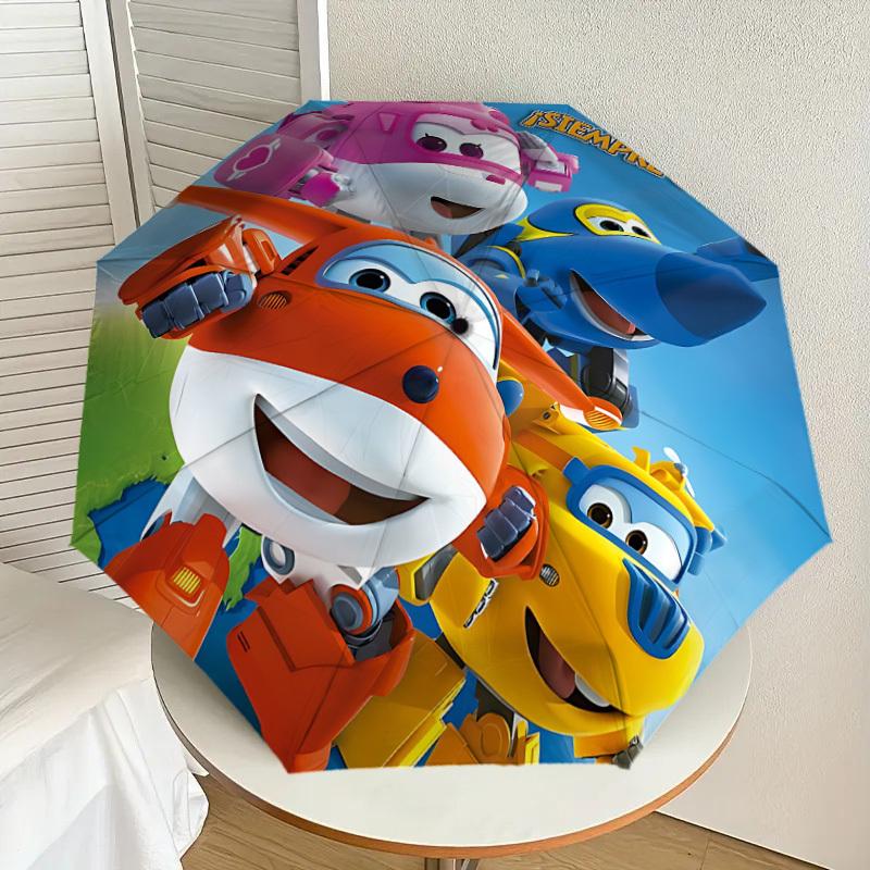 1pc Super Wings Characters Automatic Folding Umbrella, Portable Collapsible Design, Casual Outdoor Accessory L1127140