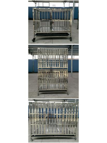 Stainless Steel Dog Cage with Toilet, for Small to Large Breeds, Full Square Tube Design, Suitable for Golden Retrievers.