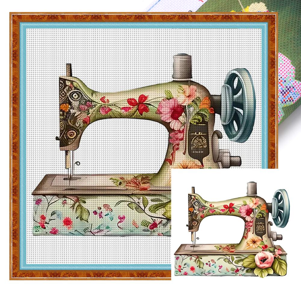 Full Embroidery Cotton Thread 14CT Printed Floral Sewing Machine Cross Stitch