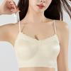 Seamless Satin Back Lingerie Women's Gathering French Style Bra Lace Suspender One-piece Fixed Cup Bra Thin Vest