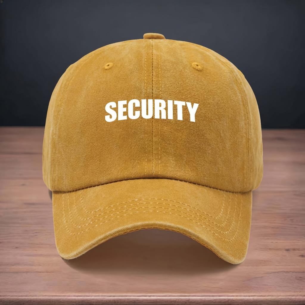Printed SECURITY Pattern Baseball Cap for Easy Travel, Versatile Soft Top Design for All Seasons, Adjustable Curved Brim Hat