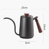 FUN COFFEE Kanvica na kávu Otvorený oheň 550ml Drip Pot Drevená rukoväť Drip Kettle s vekom Nerezová oceľ Čierna (co-0024)