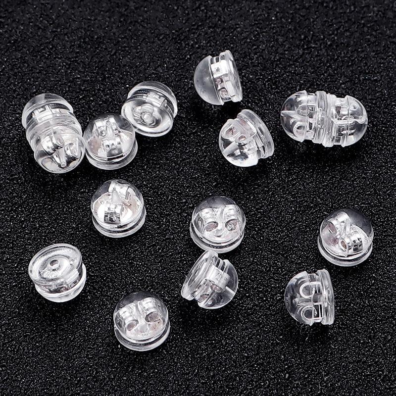 

20pcs Copper Silicone Rubber Earring Back Stoppers Silicone Coated Hamburger Ear Plugs for Jewelry Making DIY Earring Accessorie срібний