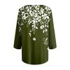 Women's Fashion Seven Sleeve Top Round Neck Pleated Casual Printed Top