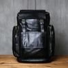 NZPJ Men's Retro Large Capacity Leather Backpack Genuine First Layer Natural Cowhide Travel Laptop Bag