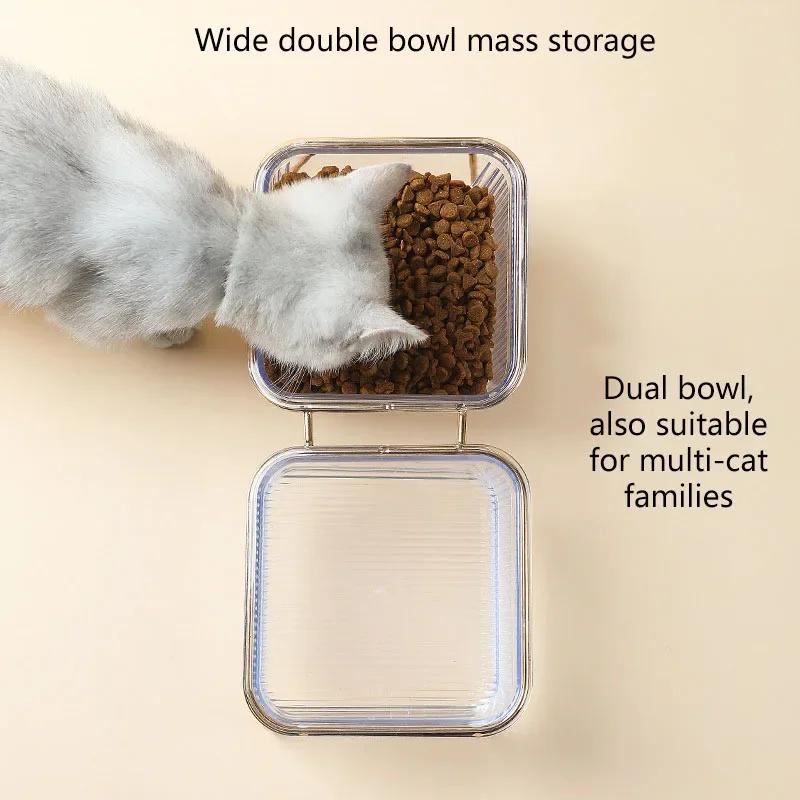 Pet Double Bowl Transparent Dog Feeder High Foot Cat Bowl Drink Water Cat Food Basin Dog Pet Easy To Clean Dog Bowl Supplies
