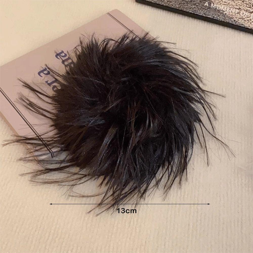 Solid Color Plush Hair Ring Korean Style Elastic Hair Bands Trendy Furry Scrunchies  for Women
