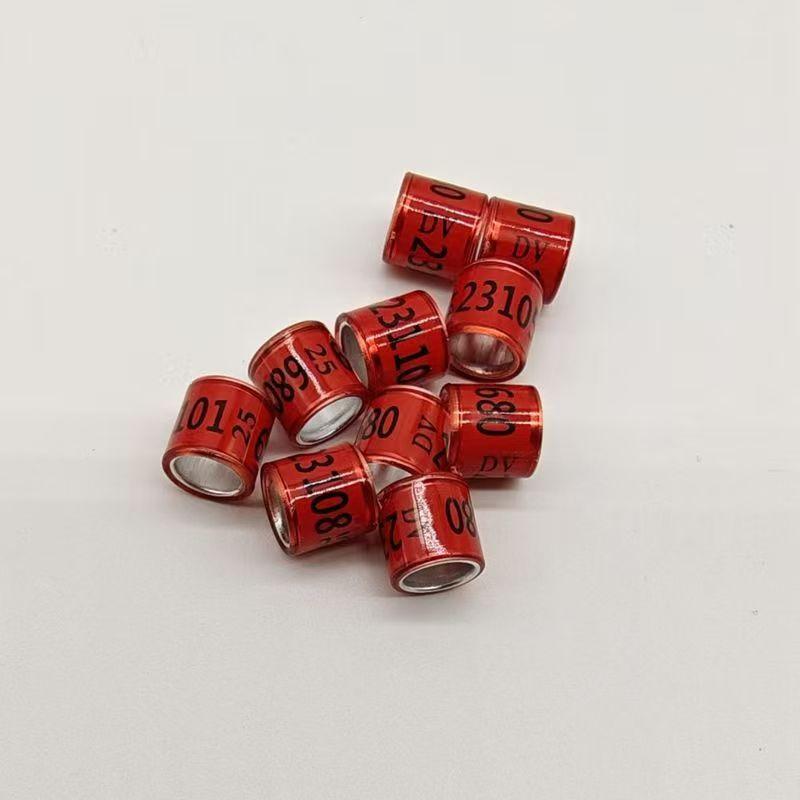 50 stk 2025 8mm Duefotring Aluminium Plastmateriale Fuglefotring med Tall Flerfarget Valgfritt Fugleutstyr