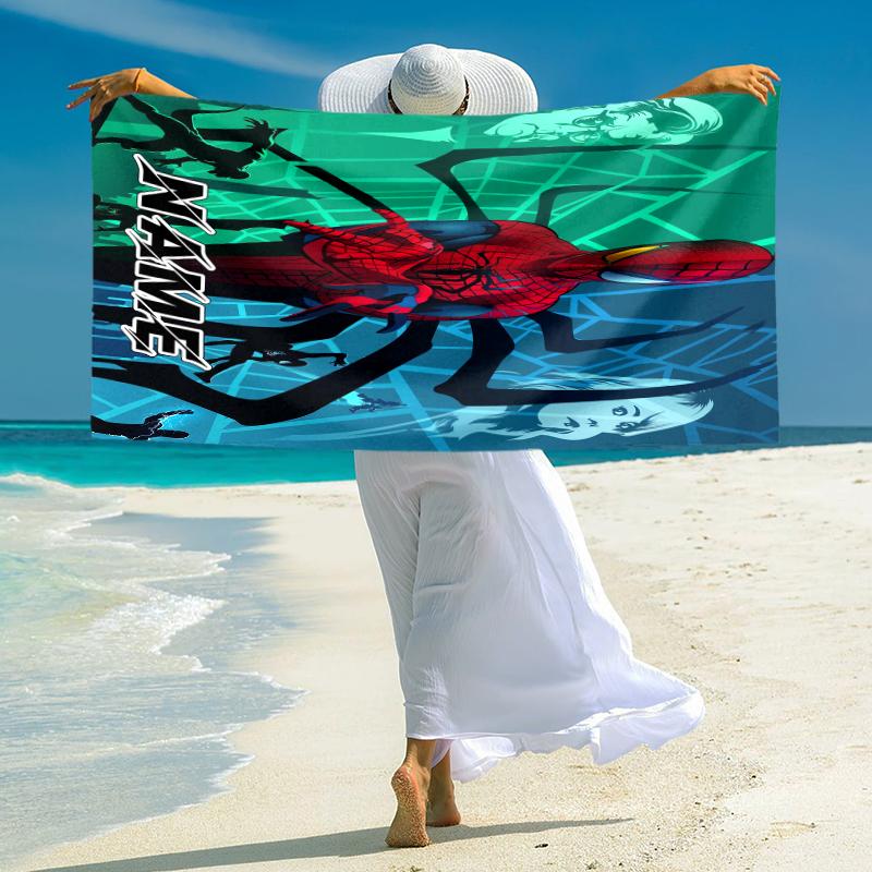 Personalized "Spider-Man Web Theme" Beach Towel Microfiber Beach Towel Thin Absorbent for Beach Swimming Yoga Bath Sports. 091057