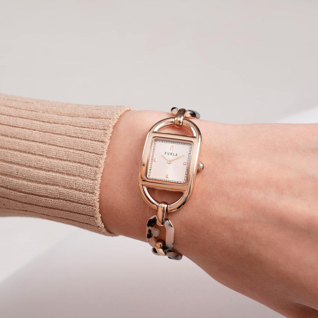 Watch FURLA CHAIN SQUARE Chain Square Pink Gold Dial Stainless Steel Quartz 25MM Watch Jewelry Accessory Accessories WW00026003L3 Brown [FURLA]