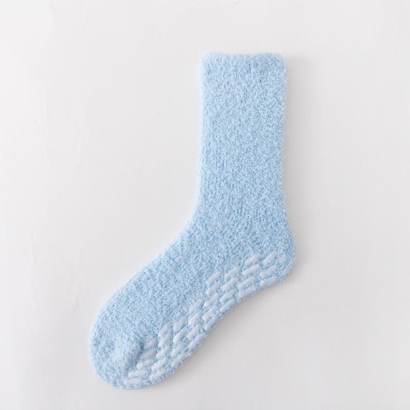 5/10 Paia Calzini Casual Autunnali Invernali Ispessiti Caldi in Pile Corallo per Donna Colore Unito Antiscivolo Senza Perdita di Pelo Calzini da Casa Casual a Mezza Gamba da Donna