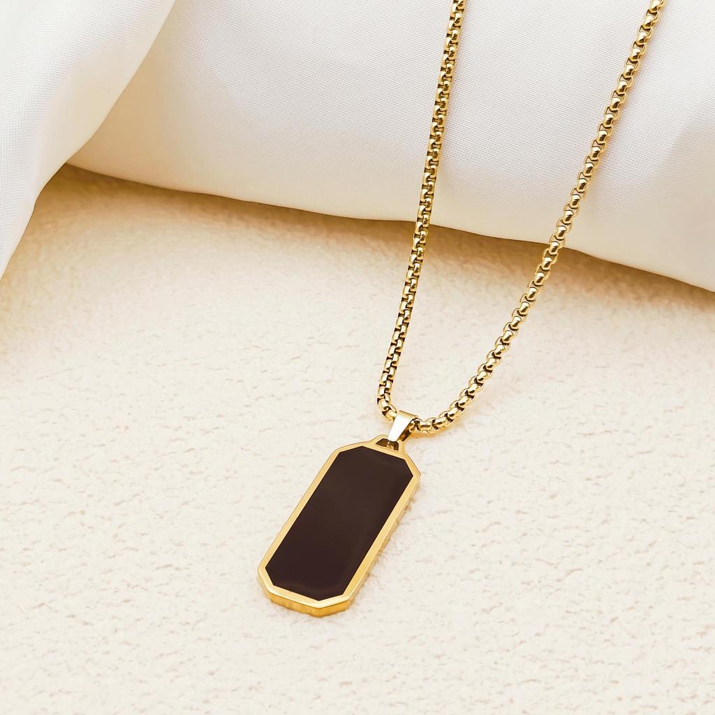 Tidal Black Titanium Steel Geometric Sweater Necklace - Unisex Hip Hop Accessory