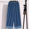 ZANZEA Women Casual Elastic Waist Loose Patchwork Pants