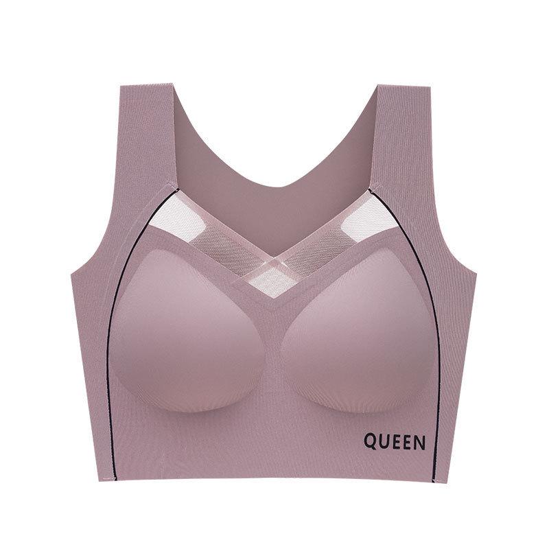 Seamless Plus Size Shockproof Sports Bra with Widened Side Wall and Push-Up Support, No Steel Ring