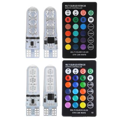 2pcs Car RGB Led T10 RGB 5050 6SMD Remote Controller Reading Universal Wedge Light Signal Lamp Car Accessories SUV Light